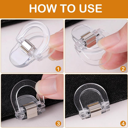 FJW Pant Hem Clips for Length, No Sew Instant Hemming Tool, Transparent Pant Cuff Clips to Shorten Jeans, Dress Pants & Trousers, Reusable Alternative to Hemming Tape