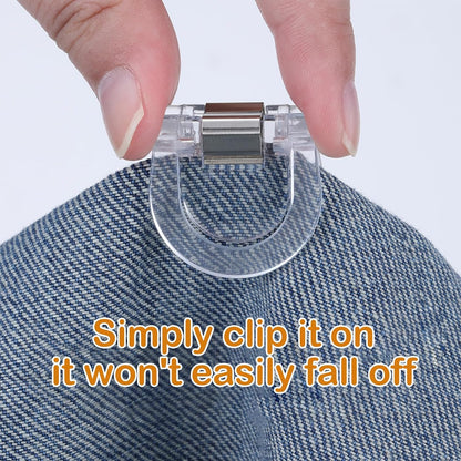 FJW Pant Hem Clips for Length, No Sew Instant Hemming Tool, Transparent Pant Cuff Clips to Shorten Jeans, Dress Pants & Trousers, Reusable Alternative to Hemming Tape